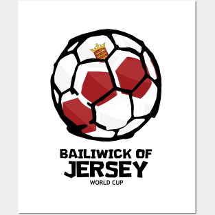 Bailiwick of Jersey Football Country Flag Posters and Art
